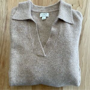 J. Crew Women’s L Extra Soft Collared V-Neck Oatmeal Sweater